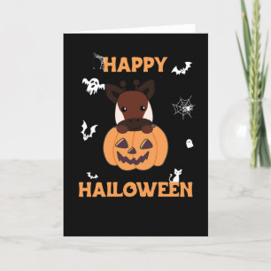 Okapi In Pumpkin Cute Okapis Happy Halloween Holiday Card