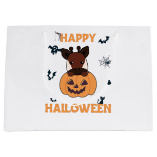 Okapi In Pumpkin Cute Okapis Happy Halloween Large Gift Bag