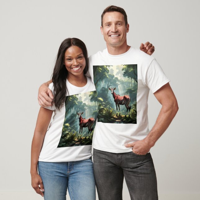 Okapi In The Rainforest (Zebra Giraffe),  T-Shirt (Unisex)