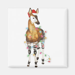 Okapi lights santa hat merry christmas t magnet
