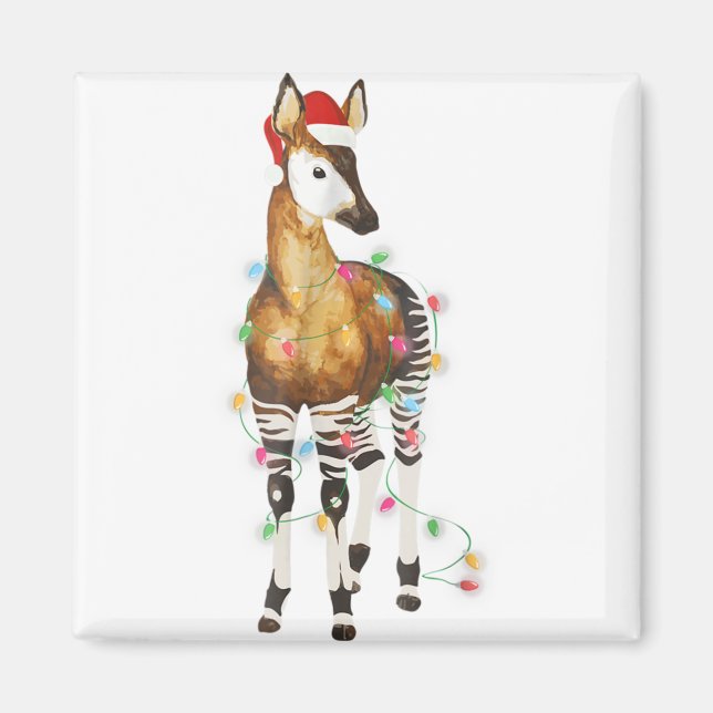 Okapi lights santa hat merry christmas t magnet (Front)