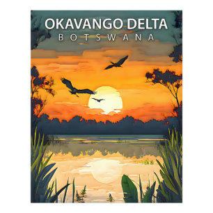 Okavango Delta – Retro Travel Poster of Botswana