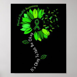 Okay To Not Be Okay Mental Health Awareness Ribbon Poster