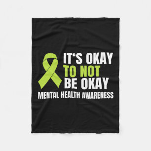 Okay To Not Be Okay Mental Health Ribbon Fleece Blanket