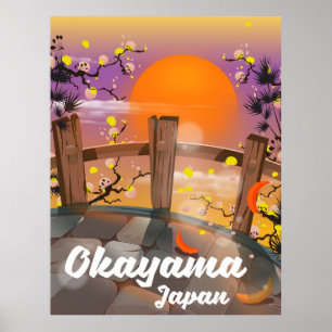 Okayama Japanese blossom poster. Poster