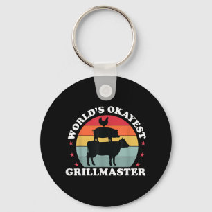 Okayest Grillmaster Funny Bbq Grilling Meat Smoker Key Ring