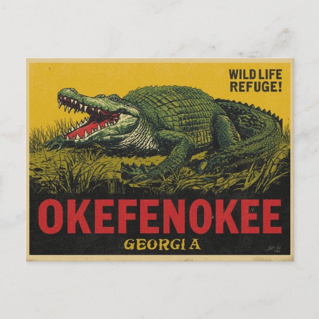Okefenokee Swamp Alligator Georgia Postcard (Front)