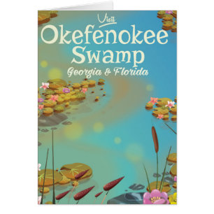 Okefenokee Swamp cartoon travel poster