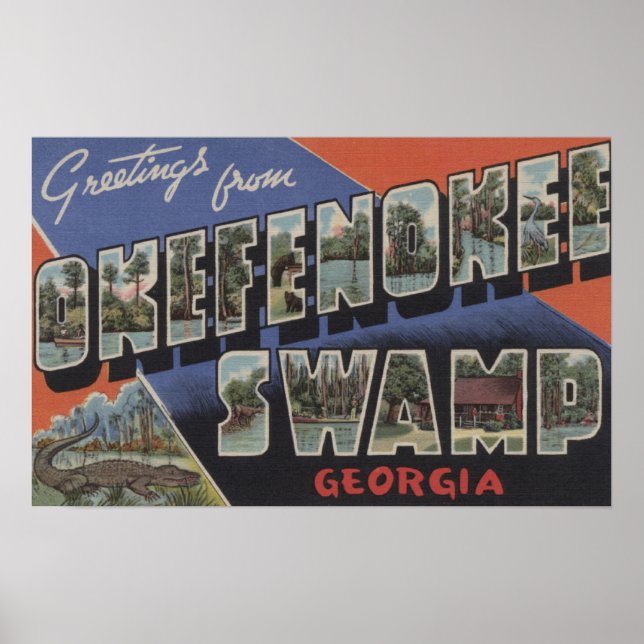 Okefenokee Swamp, Georgia - Large Letter Scenes Poster (Front)
