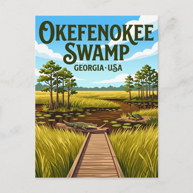 Okefenokee Swamp USA Postcard (Front)
