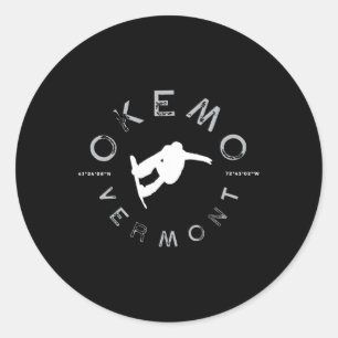 Okemo Mountain Vermont Graphic Vintage Snowboard T Classic Round Sticker