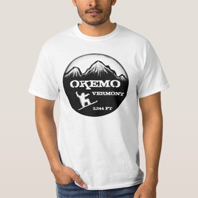 Okemo Vermont snowboard art value tee (Front)