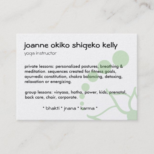 okikolightgreenflower, okikolightgreenspheres, ... business card (Front)