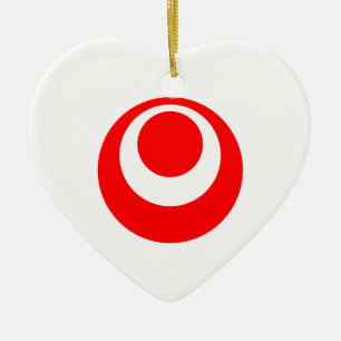 Okinawa Flag Heart Ceramic Tree Decoration