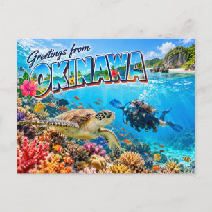 Okinawa Japan Scuba Diving Travel Postcard