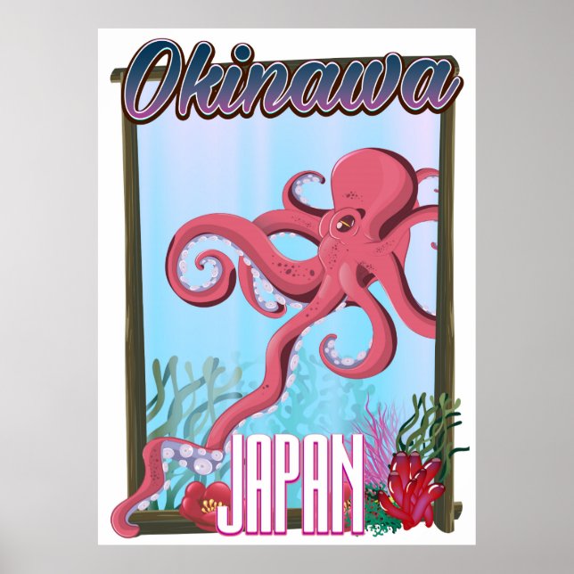 Okinawa Japan Squid travel poster (Front)