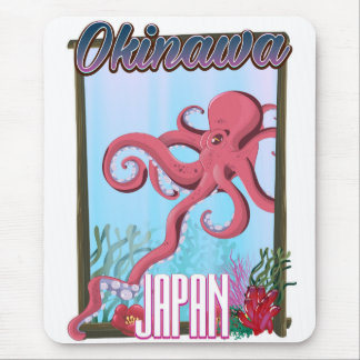 Okinawa Japan Squid travel poster Mouse Pad