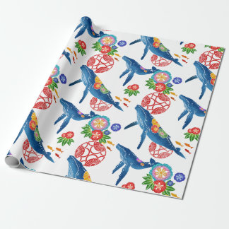 okinawan bingata style pattern art wrapping paper