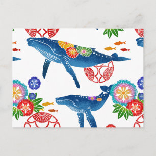 okinawan bingata style pattern postcards