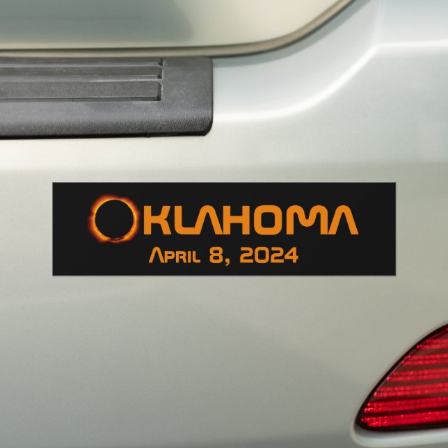 Oklahoma 2024 Total Solar Eclipse  Bumper Sticker (On Car)