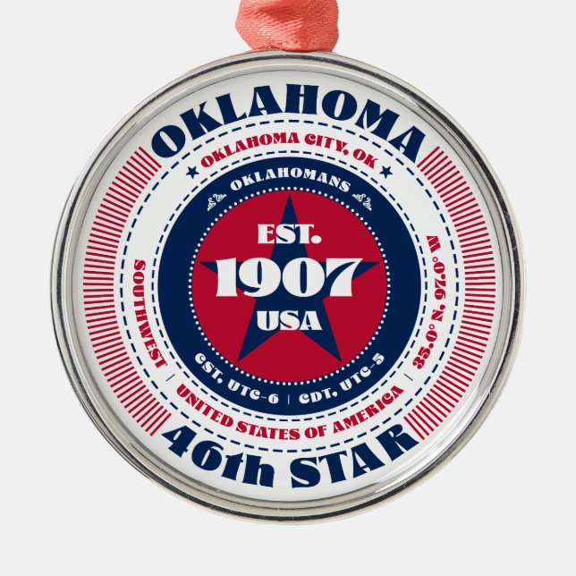 Oklahoma 46th State Christmas Ornament (Front)