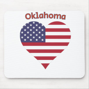 Oklahoma American Flag Heart Mouse Pad