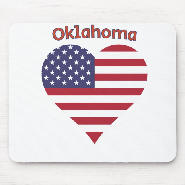 Oklahoma American Flag Heart Mouse Pad (Front)
