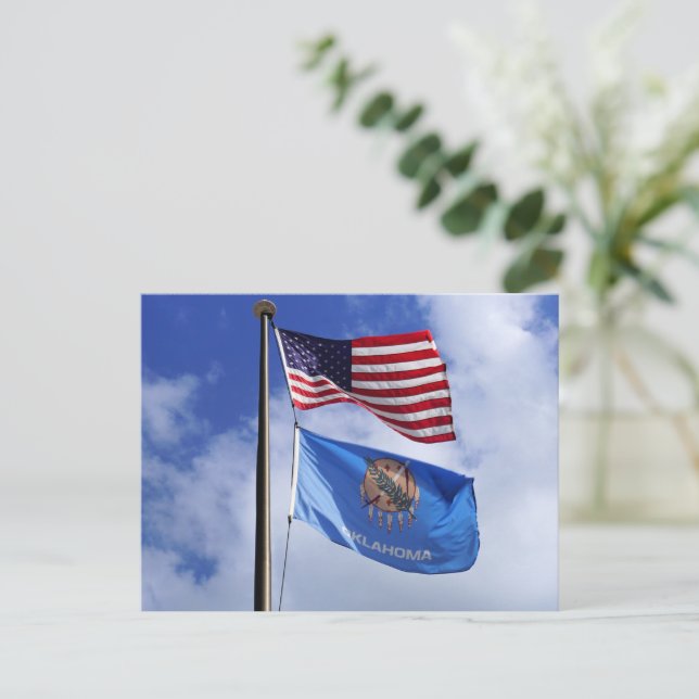 Oklahoma and American flag Postcard (Standing Front)