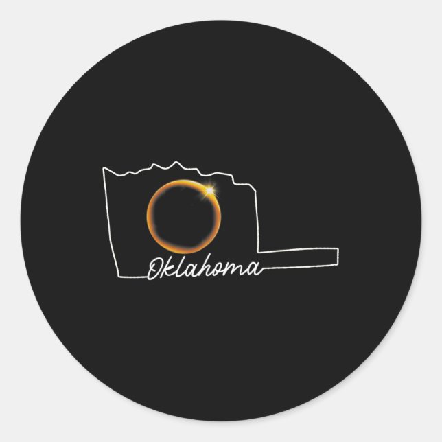 Oklahoma April 8 Total Solar Eclipse Usa Map Total Classic Round Sticker (Front)
