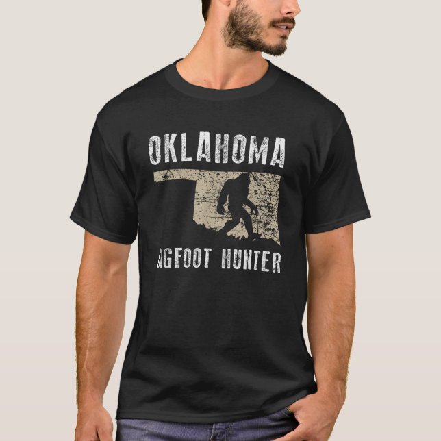 Oklahoma Bigfoot Hunter Shirt Funny Sasquatch Gift (Front)