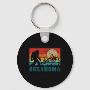 Oklahoma Bigfoot Vintage Mountains Hiking Camping Key Ring