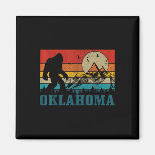 Oklahoma Bigfoot Vintage Mountains Hiking Camping Magnet