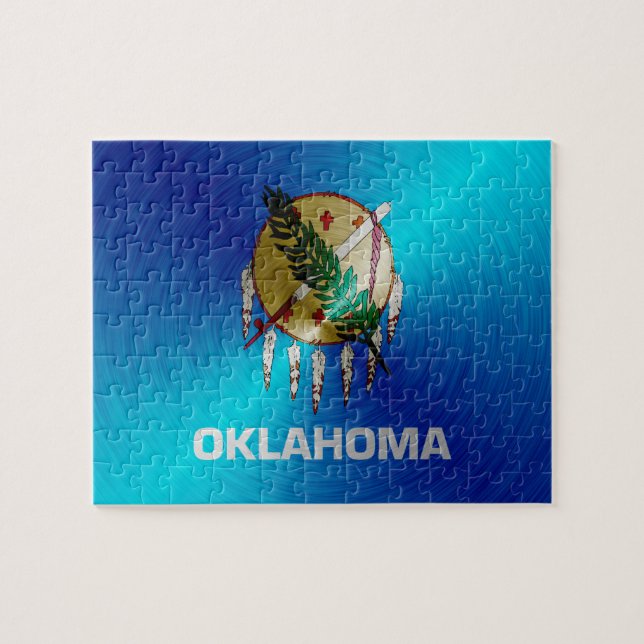 Oklahoma brushed metal flag jigsaw puzzle (Horizontal)