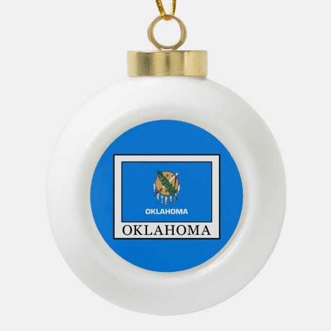 Oklahoma Ceramic Ball Christmas Ornament (Front)