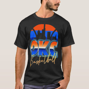 Oklahoma City Basketball Retro 90s Chrome Skyline T-Shirt