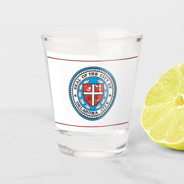 Oklahoma city flag shot glass (Front)
