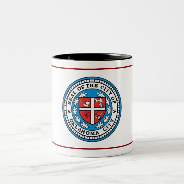 Oklahoma City flag Two-Tone Coffee Mug (Center)