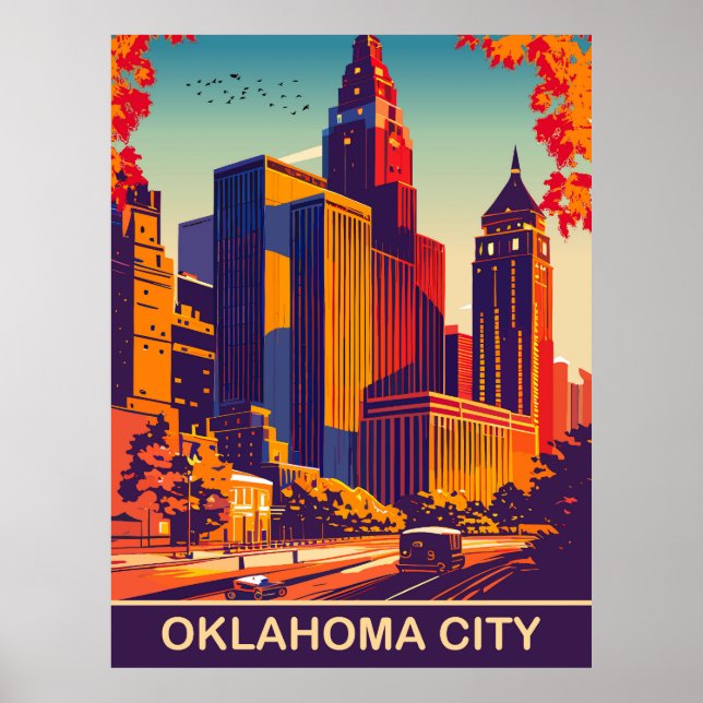 Oklahoma City in Autumn, Travel Poster (Front)