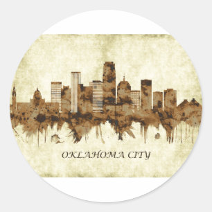 Oklahoma City Oklahoma Cityscape Classic Round Sticker