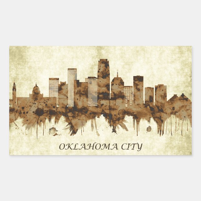 Oklahoma City Oklahoma Cityscape Rectangular Sticker (Front)