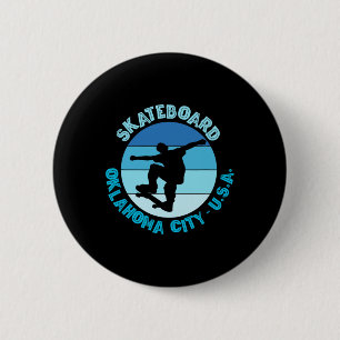 Oklahoma City Oklahoma Skateboarder Urn Skateboard 6 Cm Round Badge