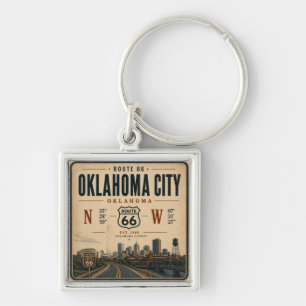Oklahoma City Route 66 Coordinates Key Ring