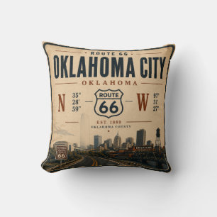 Oklahoma City Route 66 Coordinates Retreat Cushion