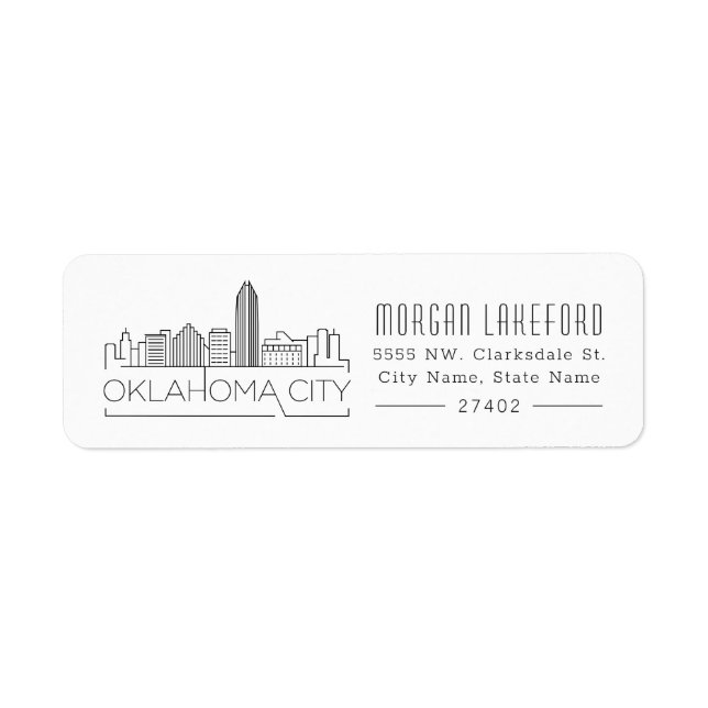Oklahoma City Stylised Skyline | Return Address Label (Front)
