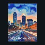Oklahoma City water colour skyline Postcard<br><div class="desc">A captivating illustration of the Oklahoma City skyline .</div>