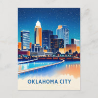 Oklahoma City water colour skyline