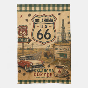 Oklahoma Classic Car Coffee Plains Americana Tea Towel