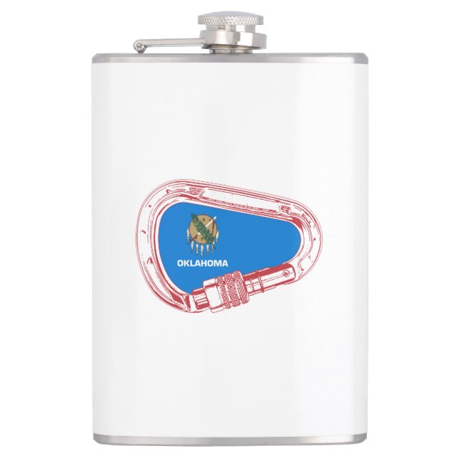 Oklahoma Climbing Carabiner Hip Flask (Front)