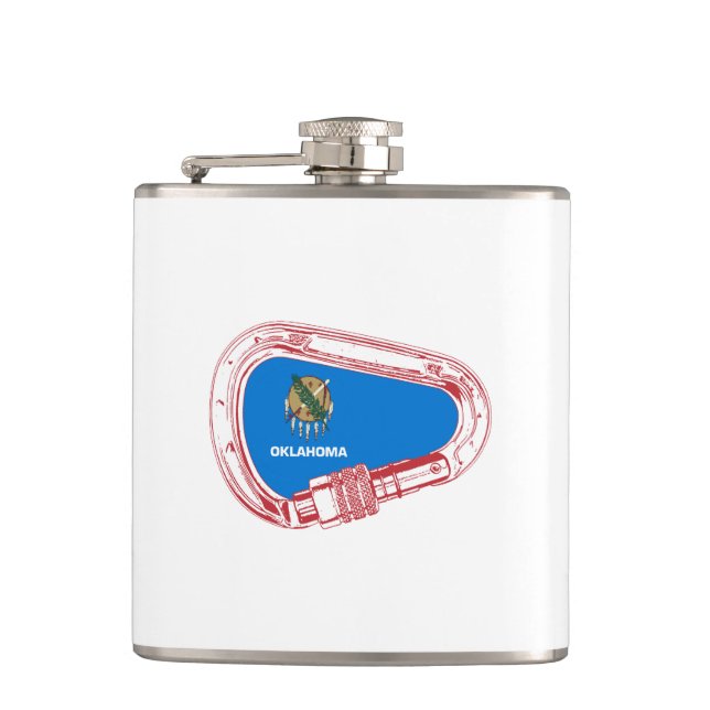 Oklahoma Climbing Carabiner Hip Flask (Front)