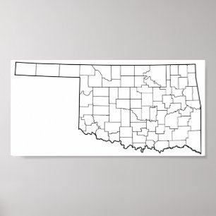 Oklahoma Counties Blank Outline Map Poster
